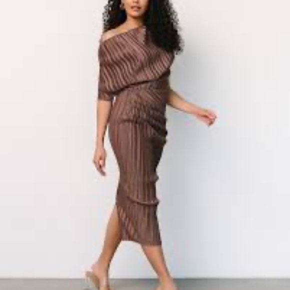 Baltic Born Winslow Chocolate Brown Pleated Dress - Picture 1 of 6